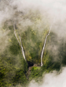 pair of waterfalls hiding in the rainforest
