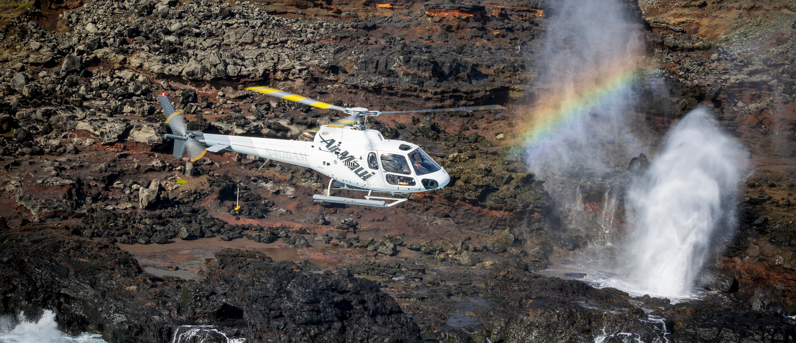 maui helicopters tour over blowhole in West Maui