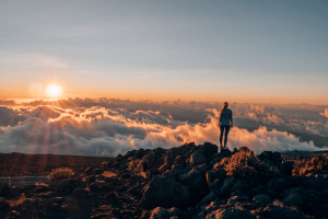 Hawaii Volcano Sunrise above the clouds
