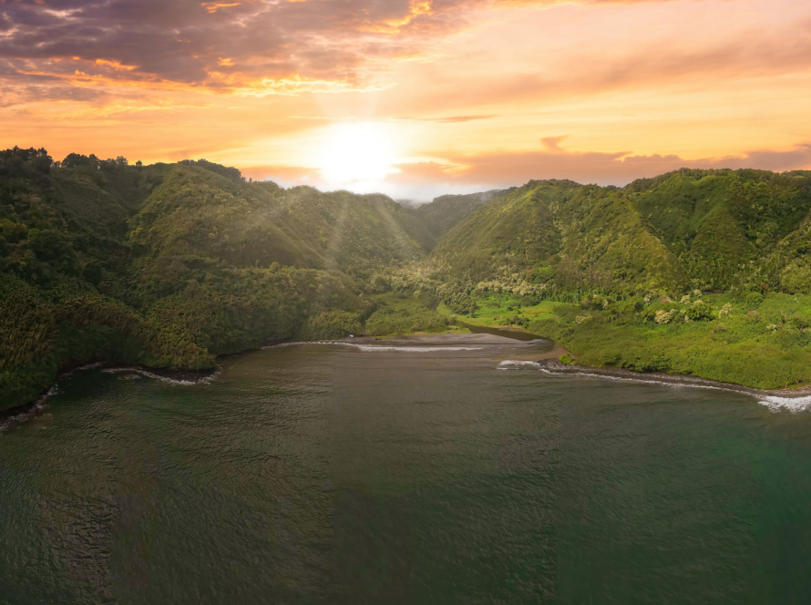 Maui sunset along the Hana Coastline